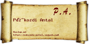 Pákozdi Antal névjegykártya